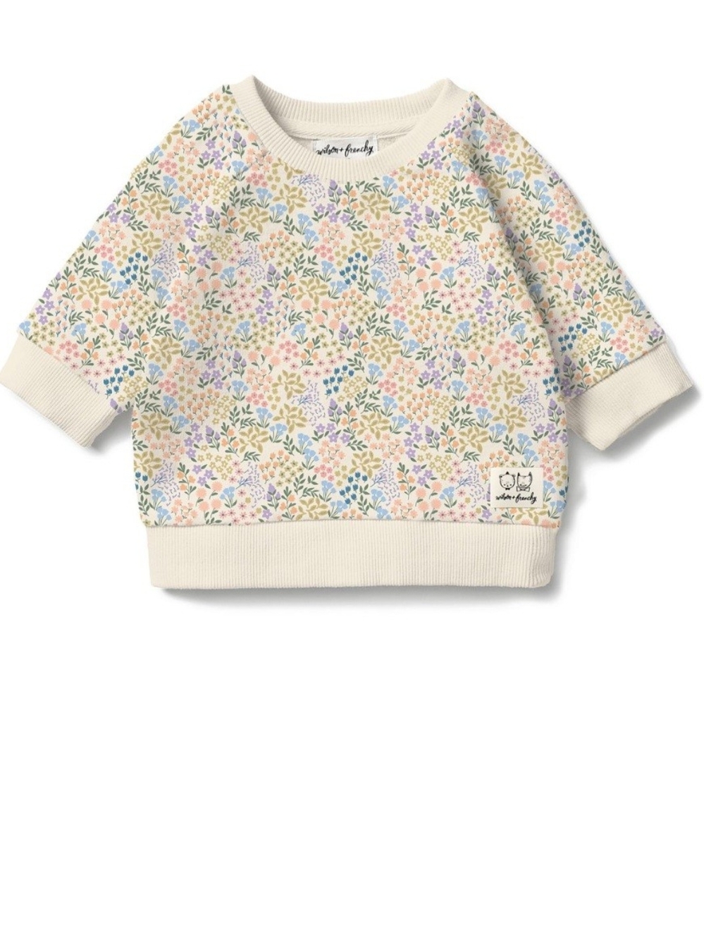 Floral Crewneck Sweatshirt for Kids - Cream Multicolor